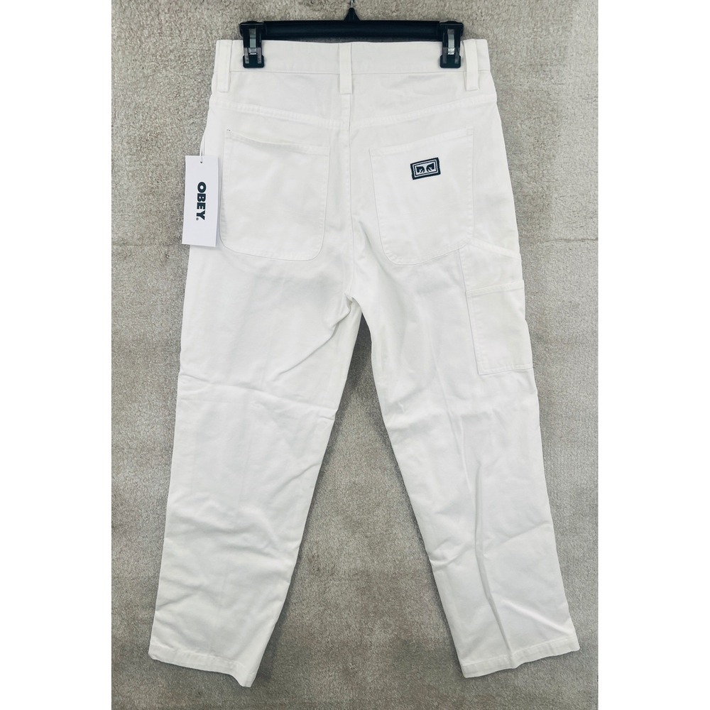 Obey Hardwork Carpenter Pants‎ Mens 28 White Utility Workwear NWT